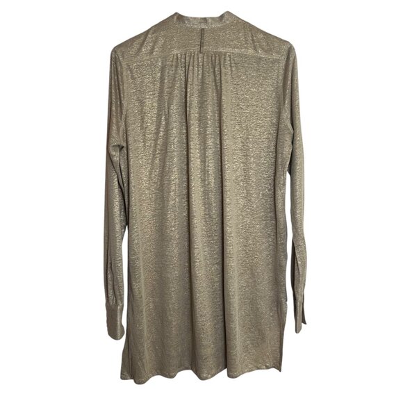 Ralph Lauren 100% Linen Gold Metallic Tunic Top Lightweight Boho Henley Sz Small - Picture 7 of 10
